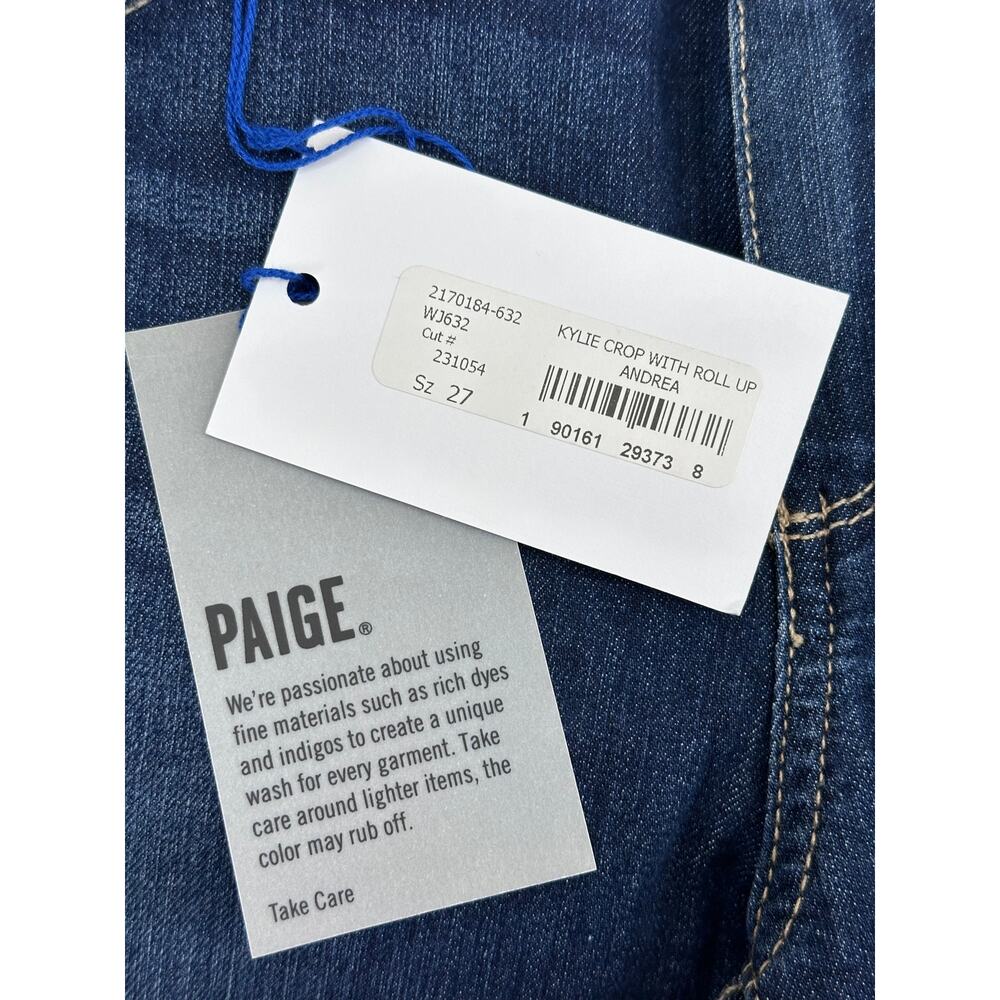 PAIGE Kylie Crop Roll Up Jeans Women's 27 Andrea Wash Mid Rise Skinny Crop Denim - Picture 15 of 16